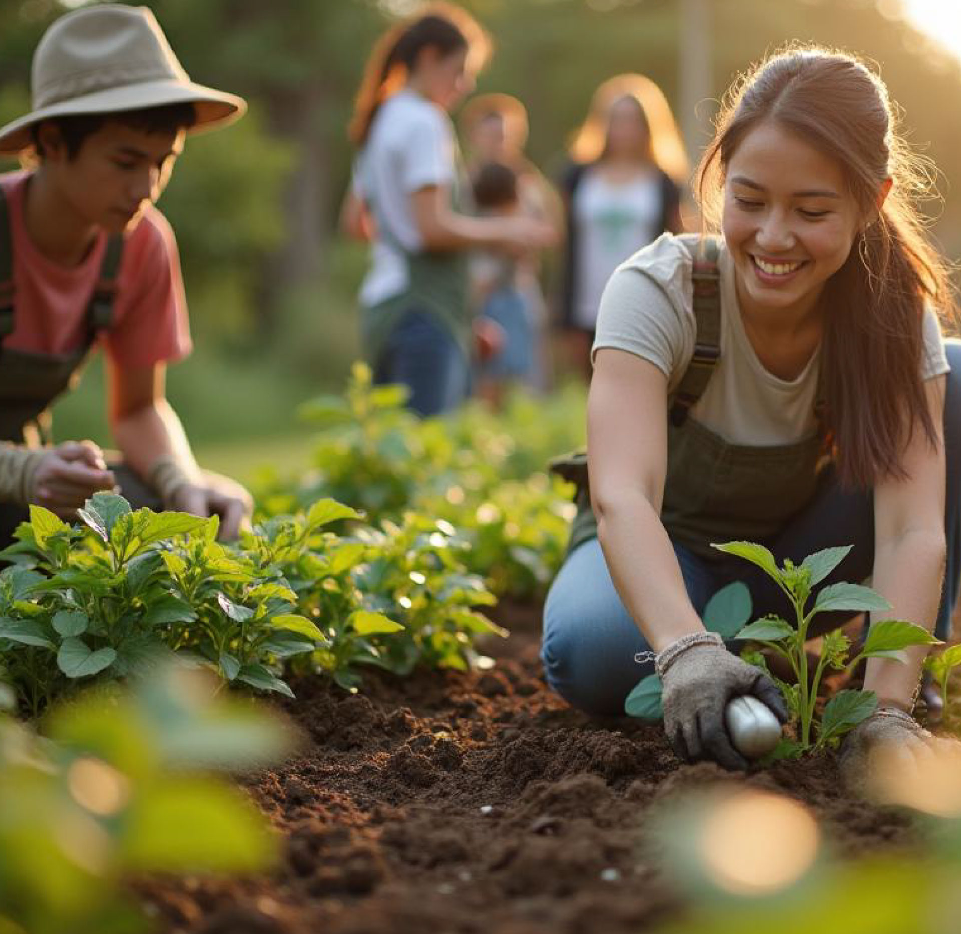Volunteers planting mangrove saplings to protect coastlines